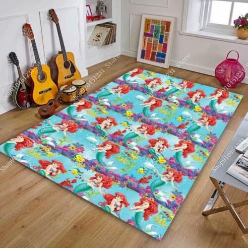 Cartoon Mermaid 3D printing Carpet For Living Room Bedroom Area Rugs Soft Flannel Child Game Crawl Floor Mat Kids Room play Rug