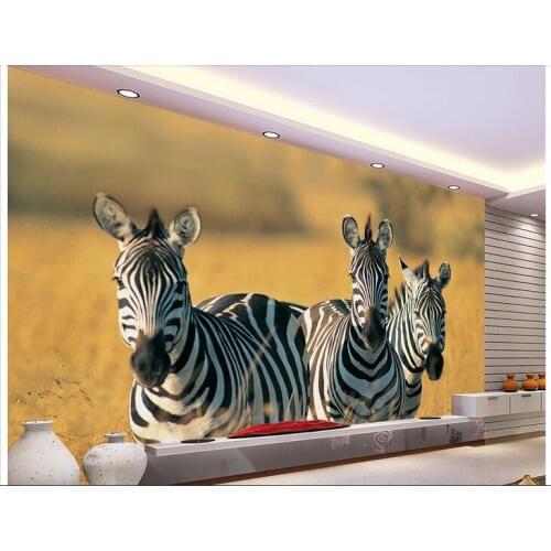 3d wallpaper custom photo non-woven mural wall sticker 3 d 3 zebras photography painting 3d wall room murals wallpaper