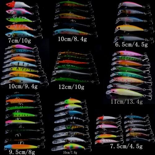 New 65pcs lot Fishing Lures Mixed 9 Model Minnow Lure Artificial Quality Professional Crankbait Wobblers Fishing Tackle pesca