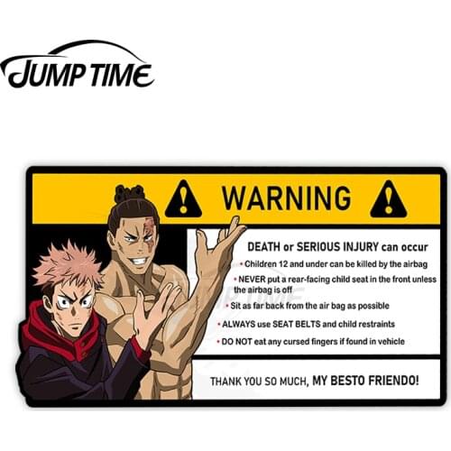 Jump Time 13 x 6.6cm Jujutsu Kaisen Warning Anime Car Stickers Decal Vinyl Scratch-proof Window Trunk Suitcase JDM Decor