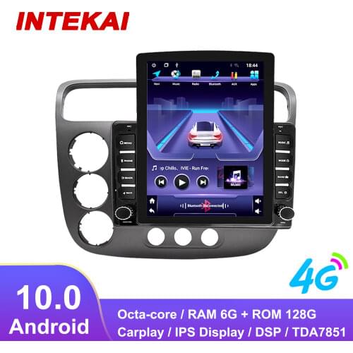 9.7" Vertical Style Tesla Screen Android 10.0 Car Radio GPS Navigation multimedia player for Honda Civic 2000-2006