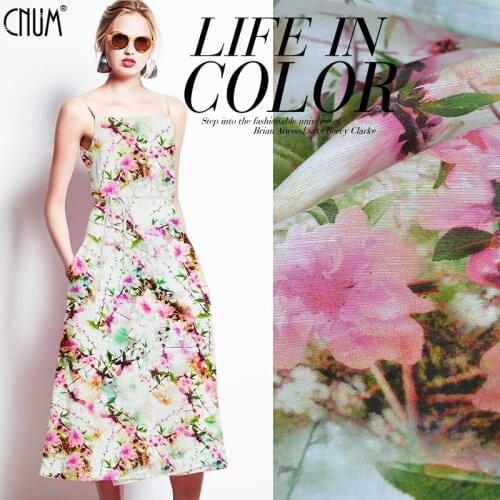 CNUM SL079 Silk Linen/Peach Blossoms/Silk Fabric 30% Silk 70% Linen Thin/Width1.48yd Thickness 15mm