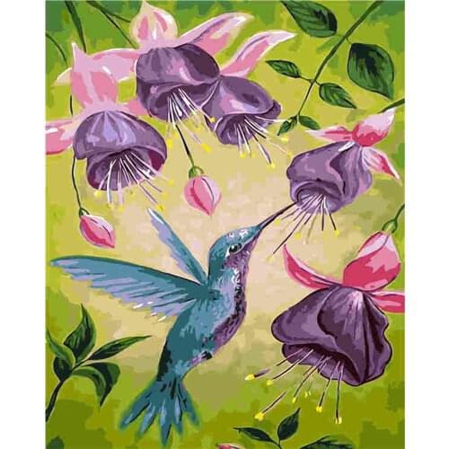 Flowers and Birds Kits Canvas WoondecoratieDiy Frame Paint ByNumber Vos Gift Home Decor Handgeschilderd Wall Art 40X50cm Animal