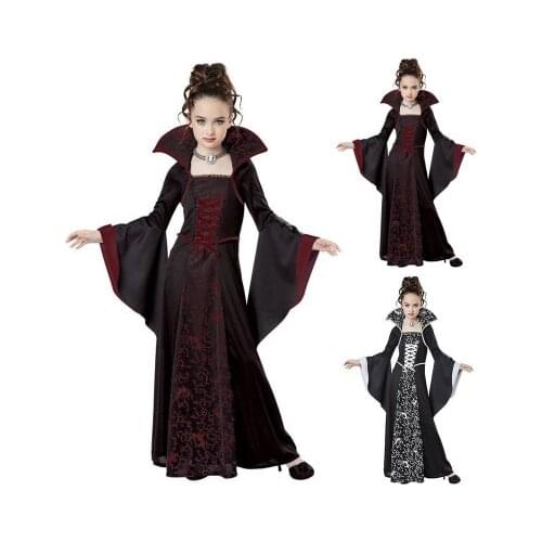 Childrenss Witch Evil Cosplay Costume for kids Girls Witch Vampire disfraz Halloween mujer Childrens clothing For Party