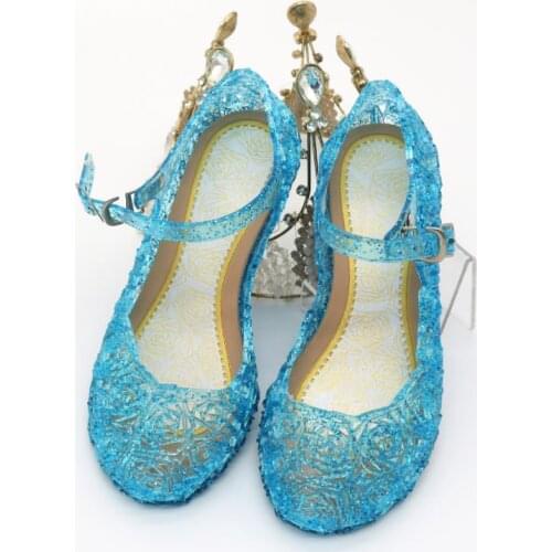 Disney Girls Summer Shoes Kids Girls Crystal Jelly Frozen Sandals Princess Cosplay Party Performance Dance Shoes Princess Shoes