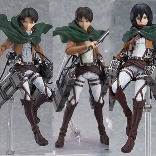Figma Attack on Titan Levi Ackerman Eren Jaege Mikasa Ackerman Three Styles Figure Figure Model Toy Doll Christmas Gift