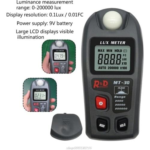 MT30 Lux meter 0~200,000lux Range Light Meter Pocket Design Illuminometer lux/fc Photometer Tester Enviromental JY13 21 Dropship