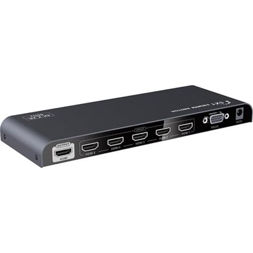New HDMI 2.0 Switch HDMI Switcher 5x1 Audio Video Converter 4Kx2K@ 30/60Hz 1080P 3D with Remote Control RS232 Support HDCP2.2
