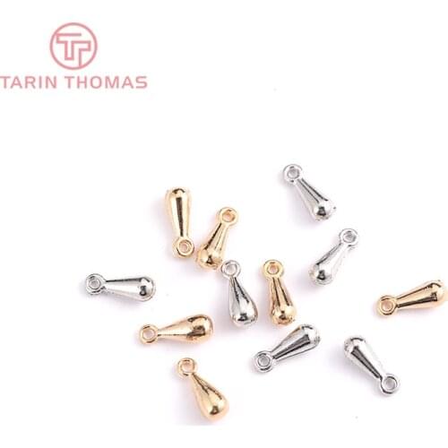 20PCS 6x3MM 24K Gold Color Plated Brass Drop Shape End Beads High Quality for Jewelry Making Findings Accessories