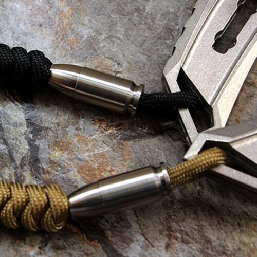 Brass Titanium Alloy Bullet Head Knife Beads Paracord Umbrella Rope Cord Outdoor EDC Pendant