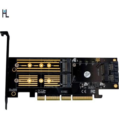 M.2 NVMe SSD NGFF mSATA to PCI-E X4/X8/X16 Raiser M Key B Key mSATA 3in1 PCI Express Riser Card mSATA SSD PCIE M.2 SATA Adapter