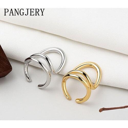PANGJERY 925 Sterling Silver Multilayer Winding Rings for Women Exaggerated Chic Irregular Pattern Engagement Fine Jewelry Gifts
