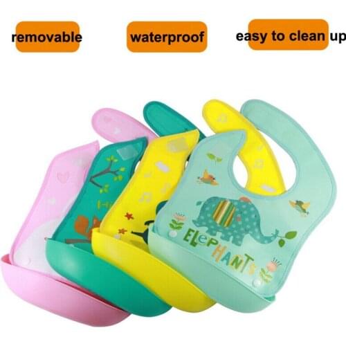 Cartoon Kids Silicone Baby Bibs Childrens Adjustable Waterproof Bib Baby Feeding Stuff Burp Cloth Boy Girl Bibs Apron Baberos