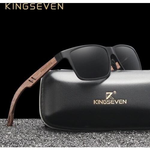 KINGSEVEN 100% Polarized Vintage Men Wooden Sunglasses Wood UV400 Protection Fashion Square Sun glasses Women Gafas De sol
