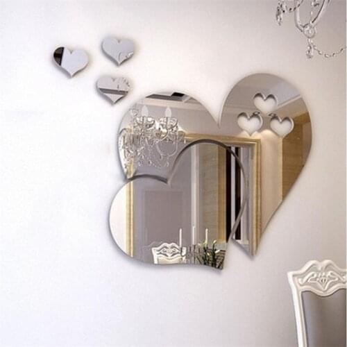 Wall sticker 3D Mirror Love Hearts Sticker Art Design Decal Purple Home Decorations Wall Art Decoration Sticker A20