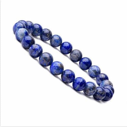 Natural 8mm Gorgeous Lapis Lazuli Healing Crystal Stretch Beaded Bracelet Unisex AAAAAAAA Free shipping