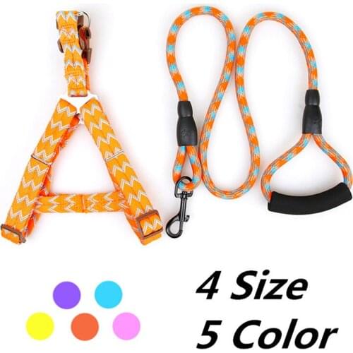 New Nylon Adjustable Pet Dog Harness Collar Leash Set Puppy Dog Walking Vest Harness Lead Rope Small Medium Large Dog Accessorie