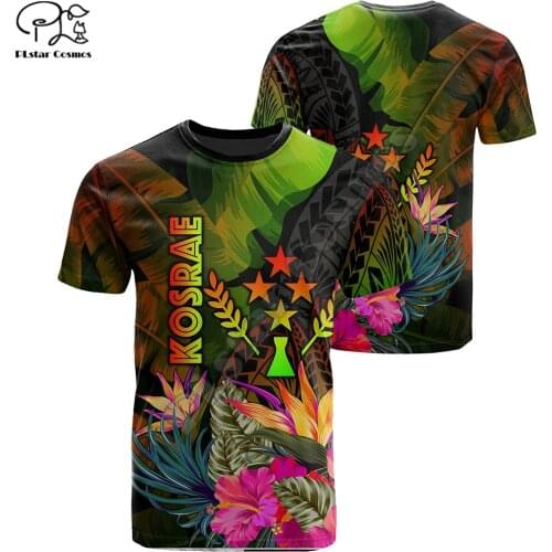 PLstar Cosmos 2021 Kosrae Polynesian Fashion Men/Women Hibiscus T-Shirts 3D Print Summer Short Sleeve Tee Colorful Tops Style-3