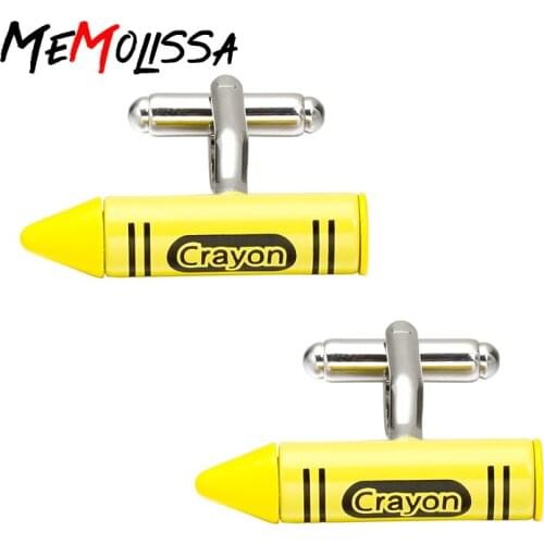 MeMolissa Luxury Shirt Yellow Crayon Design cufflinks for mens Brand cuff buttons cuff links High Quality abotoadura Jewelry