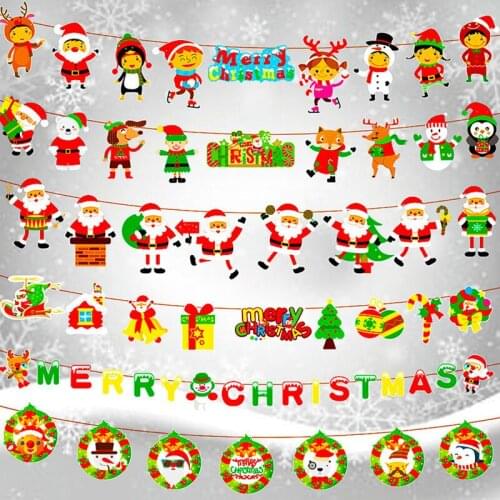 Xmas Party DIY 3m Happy New Year Gift Christmas Colorful Triangle BannersChristmas Tree Decoration Navidad Home Decor Ornaments