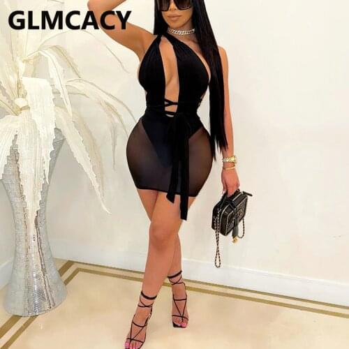 One Shoulder Mesh Insert Bodycon Dress Sexy Summer Party Clubwear