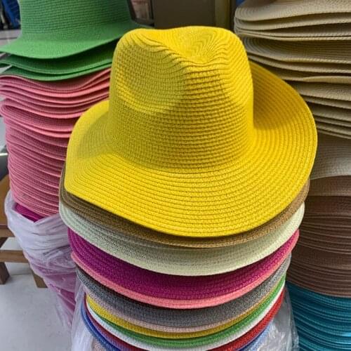 Sun Hat Summer Panama Women Men Caps Solid Paper Straw Hat Bucket Outdoor Beach Sun Protective Handmade Casual Summer Cap Chapeu