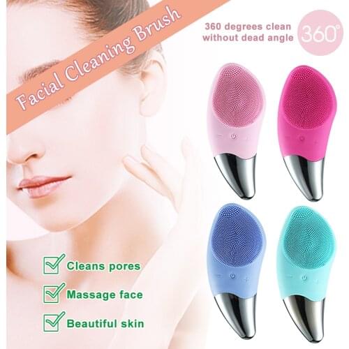 Silicone Electric Face Cleansing Brush Facial Skin Cleaner Cleaning Massager