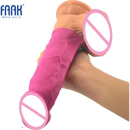 FAAK silicone realistic dildo suction cup big penis pink purple dick sex toys for women Cock Pussy Plug Massager masturbator