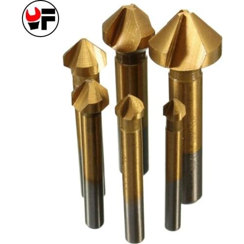6 pcs Three Edge Titanium HSS Countersink Drill Bits For Metalworking Cutters For Metal Drilling Chamfer End Mill Cutter Drill