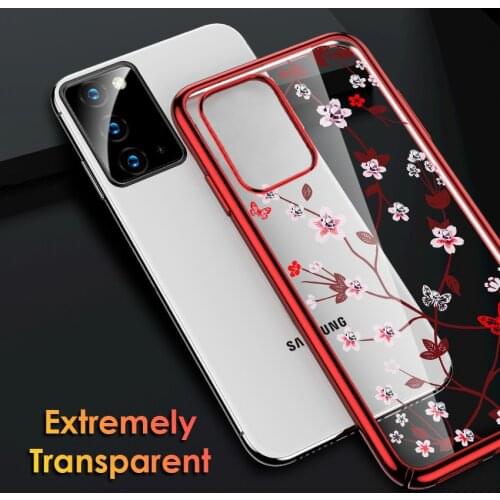 Creative Flower Pattern Transparent Phone Case For Samsung Note 20 Ultra S20 Ultra S10 Note 10 Plus 9 Cases with Diamond Cover