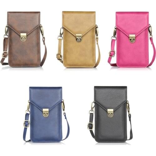 6.5'' Universal Mobile Phone Bag PU Leather Pouch Crossbody Bags Double Card Pocket Portable Handbag For iPhone For Samsung