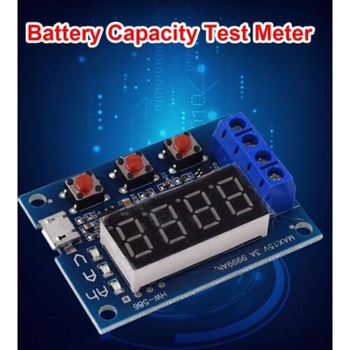HW-586 LED Digital Display Battery Tester 18650 Lithium Battery Supply Test Module Lead-acid Capacity Discharge Analyzer Meter