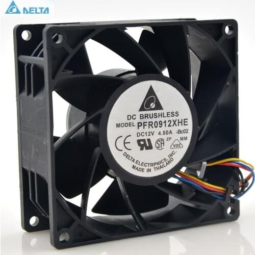 12v Ball Bearing Cooling Fan 90mm 9cm,for Delta PFR0912XHE 4.5A 90*90*38mm DC 12V,High Speed RPM CFM Air Flow Cooler,for Miner