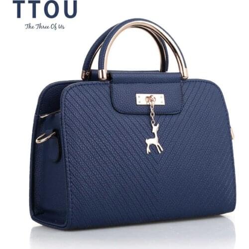 2019 Large Capacity Leather Women Handbag Fawn Twill Decor Top-handle Bags Office Fashion Female Casual Tote Shoulder Bags