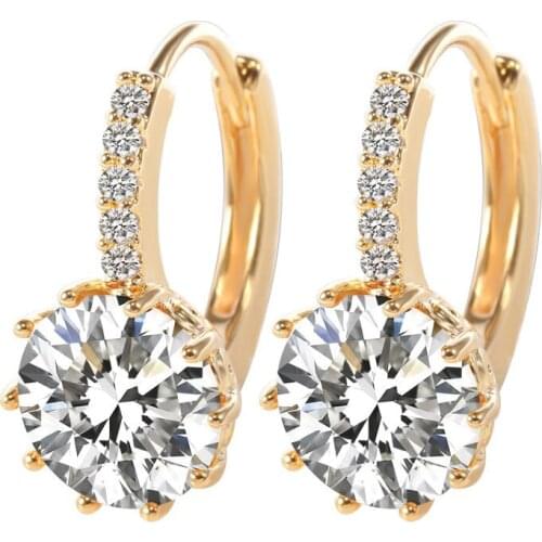 High Quality White/Yellow Gold Color Plated CZ Zircon Hoop Earrings for Woman Gold Filled Fashion Wedding Jewelry Earrings