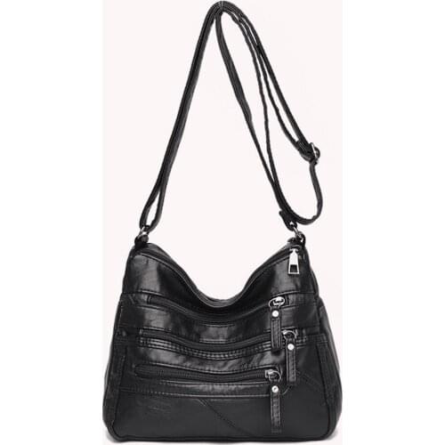 Fashion Solid Crossbody Bag Handbag Casual Women PU Shopping Street Shoulder Purse Large Capacity Multi-zipper Mother Top-handle