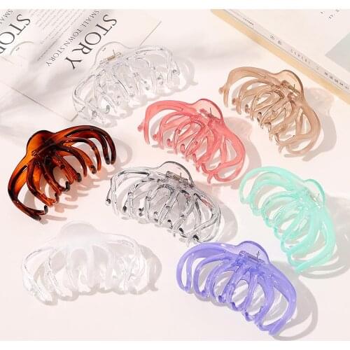 1PC Korean Solid Large Hair Claws Elegant Acrylic Hairpins Barrette Crab Hair Clips Headwear for Women Girls Hair Accessories