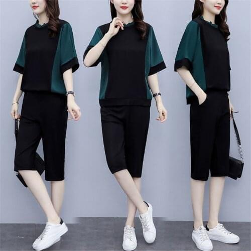 Summer New Famale Tracksuits Fashion CLothes Casual Loose Top and Pant 2 Piece Sets Women plus size Sportswear 5XL
