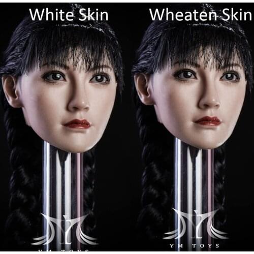 1/6 Female Head Sculpt Asia Girl Black Hair with Braid Female Head Carving Sculpt Fit 12" Inch Action Figure Body In Stock