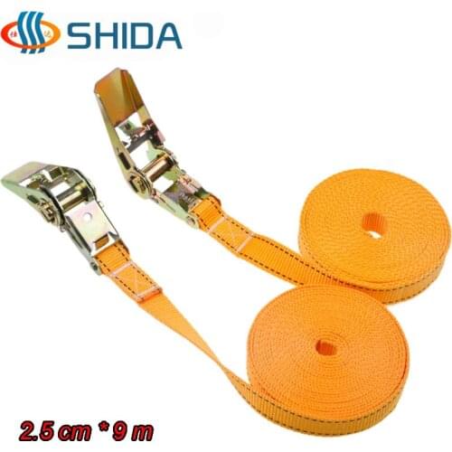 1pcs 1 inch 2.5 cm * 9 Meters 900KG Metal Cargo Lashing Webbing Strap, Ratchet Tie Down with Cam Buckle, Polyester Strap Sling