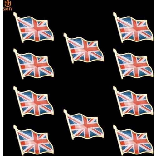 10PCS UK Enamel Craft Flag Brooch The Union Flag Leadership Wearable Badge / Butterfly Buckle Pin Badge Collection