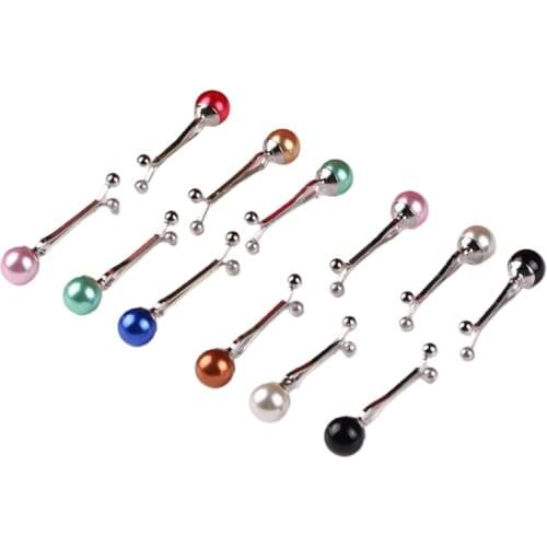12Pcs Multicolor Imitation Pearl Ball Muslim Hijab Scarf U Clips Islamic Headscarf Shawl Ethnic Abaya Safey Brooch Pins