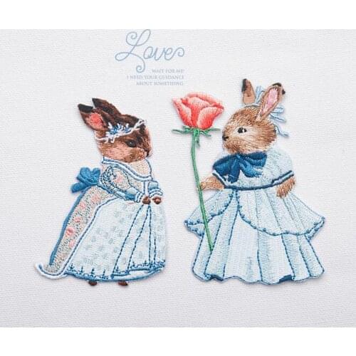 20pcs/lot Rabbit Rose Cloth Garment Accessories Cloth Decoration Sticker Embroidery Applique Patches for Fashion Cloth