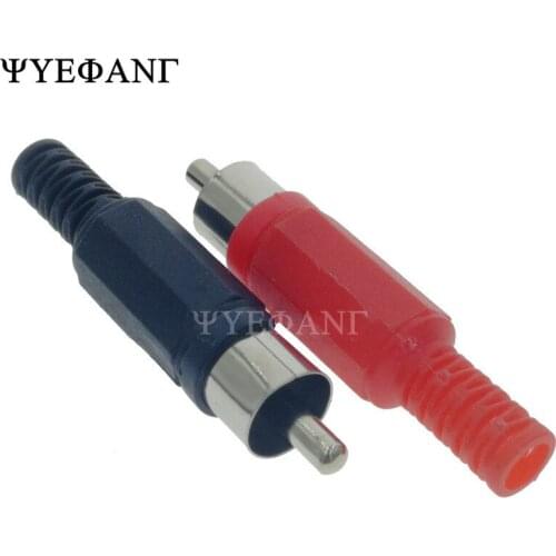 5Pcs Lotus plug RCA plug red black plastic video connector audio lotus Male Plug Audio Video Adapter Connector