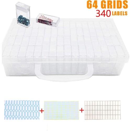 64 Grid 5d Diamond Painting Accessories Storage Box Diamond Painting Square Drill Storage Box Transparent Container For Painting