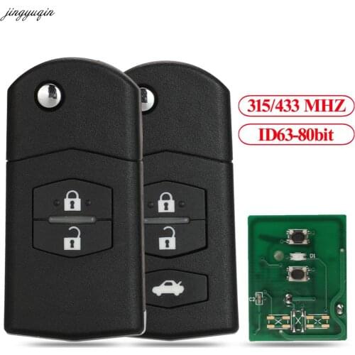 Jingyuqin Remote Control Car Key 315/433Mhz 4D63 80bit For Mazda 3 M3 Axela 6 M6 Atenza 41797/41528 41521 41840 2 BTNS Flip Fob
