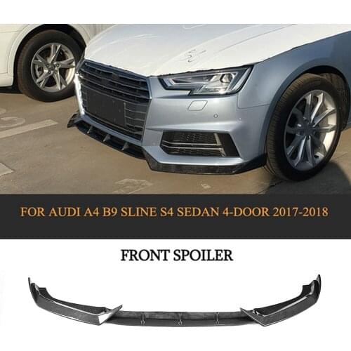 Carbon fiber Car Front Lip Spoiler Bumper Protector For Audi A4 B9 SLINE S4 Sedan 4 Door 2017 2018 Black FRP