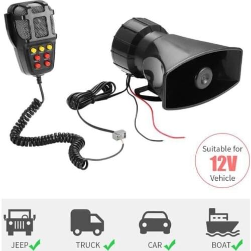 Car alarm horn square mouth 7 tone 12V recording shouting megaphone horn