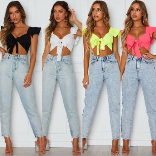 Bandage Strappy Bra Top Bustier Short Sleeve Tie a Knot Tops Bra Crop Bralette New Ladies Ruffle Summer Women Stash Vest V-neck