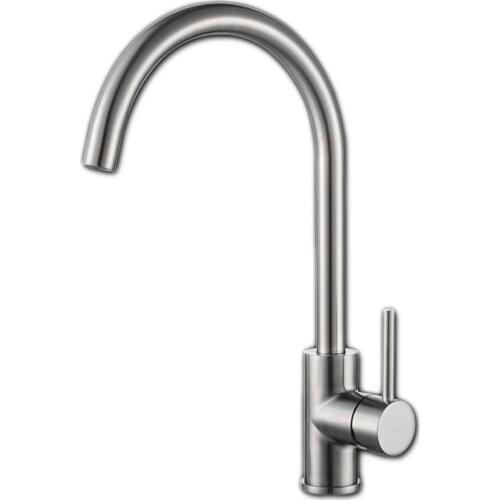 Free shipping Single handle 304 stainless steel kitchen faucet with top quality brushed kitchen sink water faucet